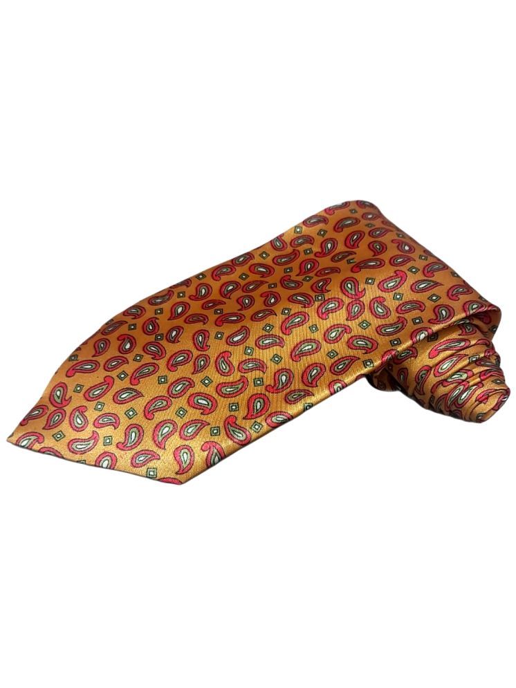     			Denmarc Yellow Floral Silk Necktie