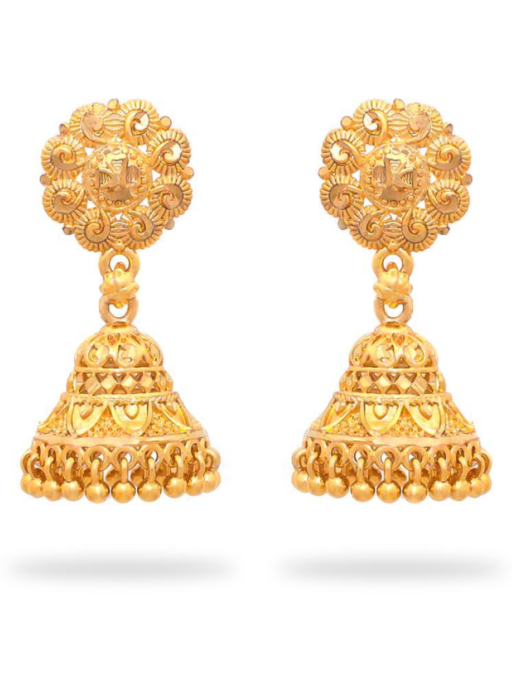     			Drashti Collection Golden Jhumki Earrings ( Pack of 1 )