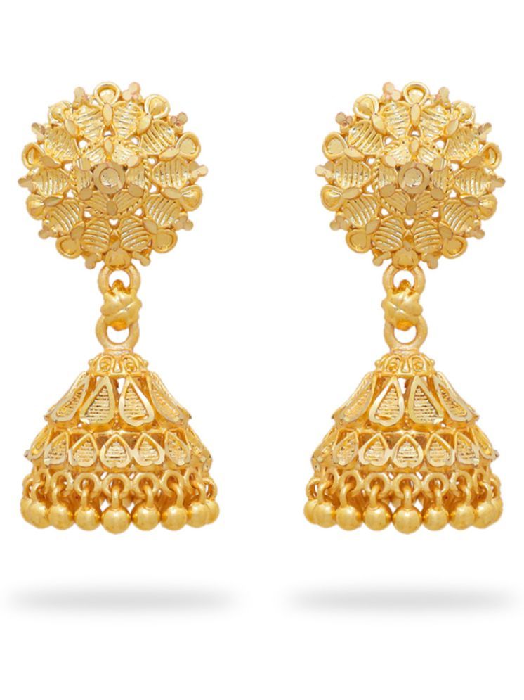     			Drashti Collection Golden Jhumki Earrings ( Pack of 1 )