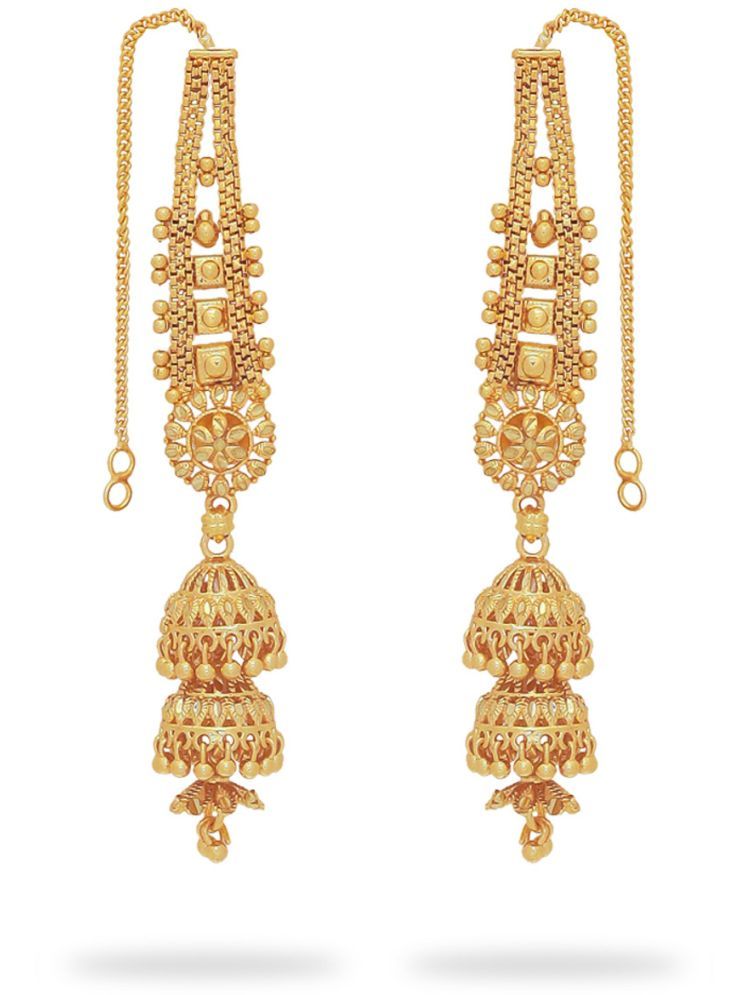     			Drashti Collection Golden Jhumki Earrings ( Pack of 1 )