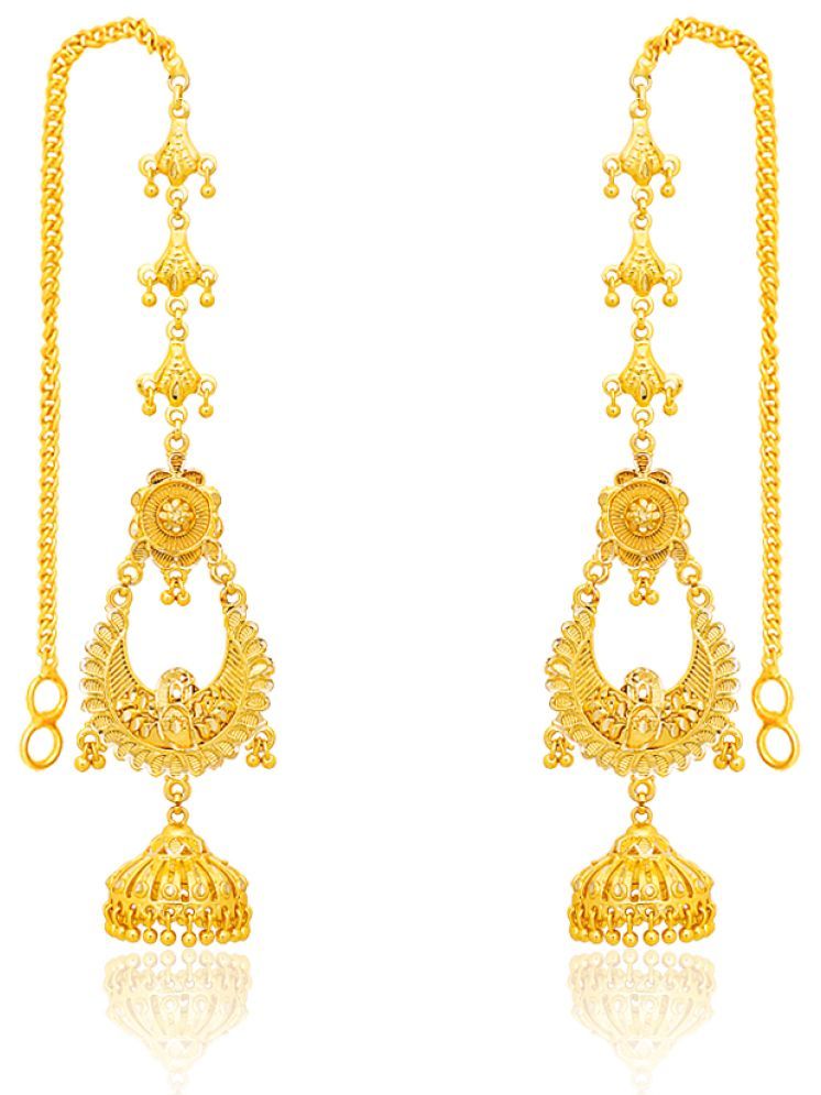     			Drashti Collection Golden Jhumki Earrings ( Pack of 1 )