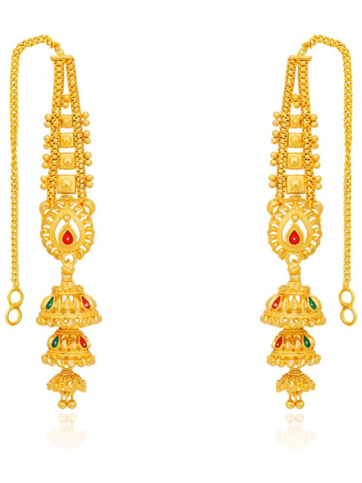     			Drashti Collection Golden Jhumki Earrings ( Pack of 1 )