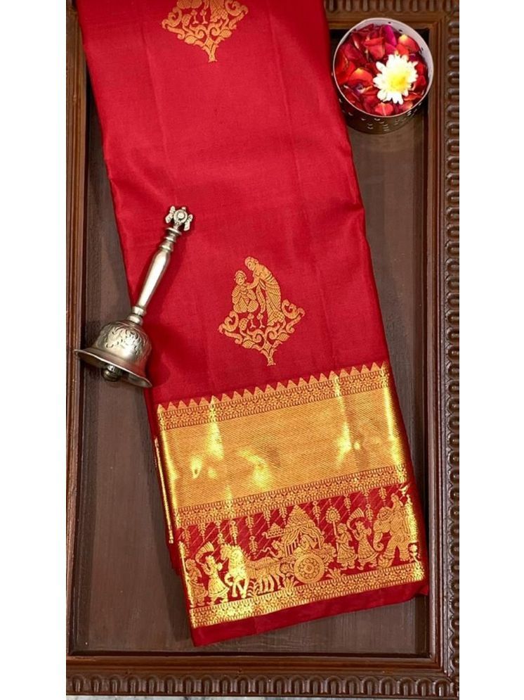     			JULEE Pack of 1 Banarasi Silk Embellished Saree With Blouse Piece ( Red )