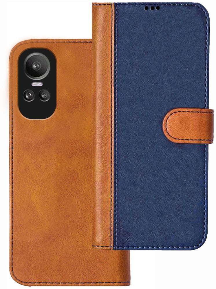     			Knotyy Brown Flip Cover Artificial Leather Compatible For OPPO Reno 10 5G ( Pack of 1 )