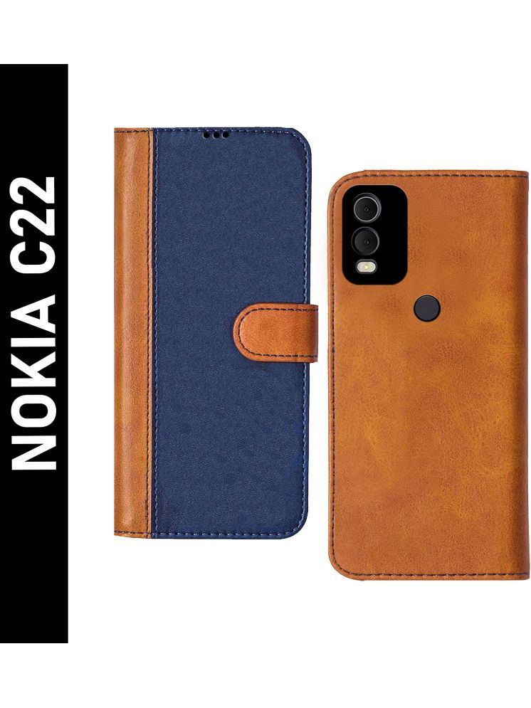     			Knotyy Brown Flip Cover Artificial Leather Compatible For Nokia C22 ( Pack of 1 )