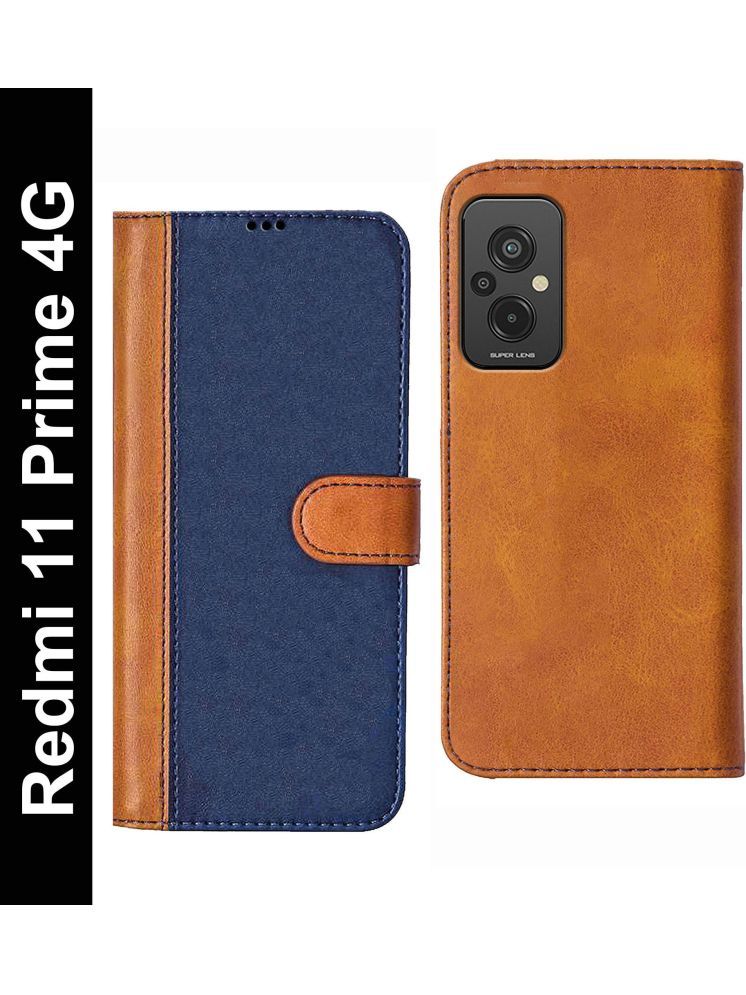     			Knotyy Brown Flip Cover Artificial Leather Compatible For Xiaomi Redmi 11 PRIME 4G ( Pack of 1 )