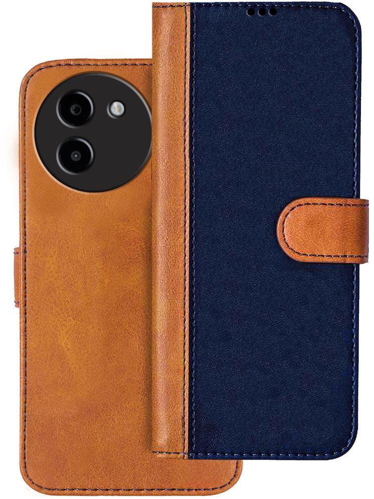     			Knotyy Brown Flip Cover Artificial Leather Compatible For vivo T3x 5G ( Pack of 1 )