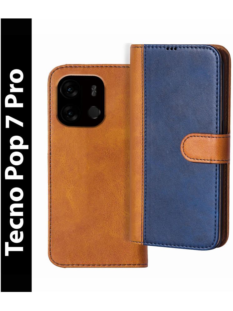     			Knotyy Brown Flip Cover Artificial Leather Compatible For Tecno Pop 7 Pro ( Pack of 1 )