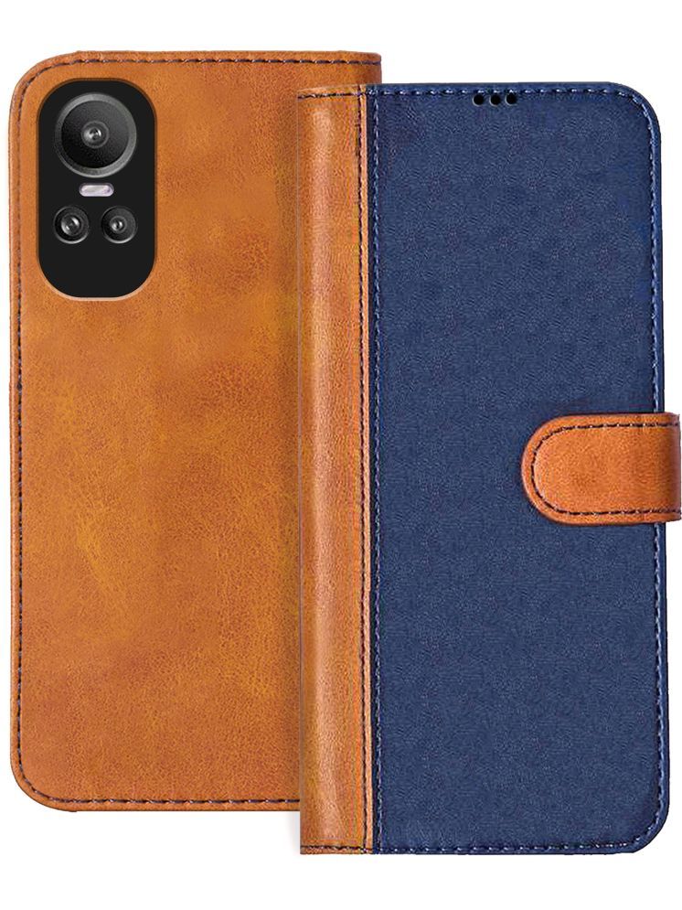     			Knotyy Brown Flip Cover Artificial Leather Compatible For OPPO Reno 10 5G ( Pack of 1 )