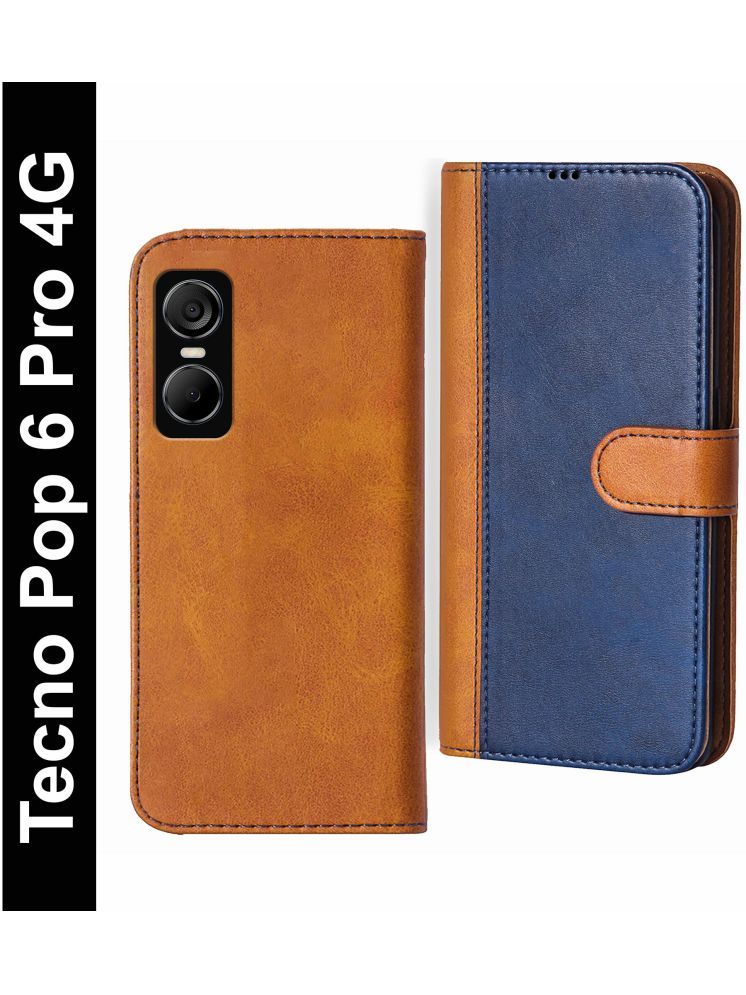     			Knotyy Brown Flip Cover Artificial Leather Compatible For Tecno Pop 6 Pro ( Pack of 1 )