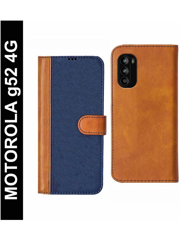     			Knotyy Brown Flip Cover Artificial Leather Compatible For Moto G52 ( Pack of 1 )