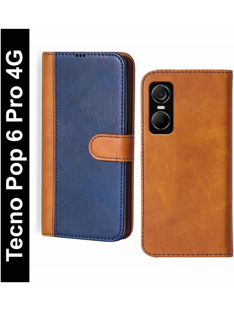     			Knotyy Brown Flip Cover Artificial Leather Compatible For Tecno Pop 6 Pro ( Pack of 1 )