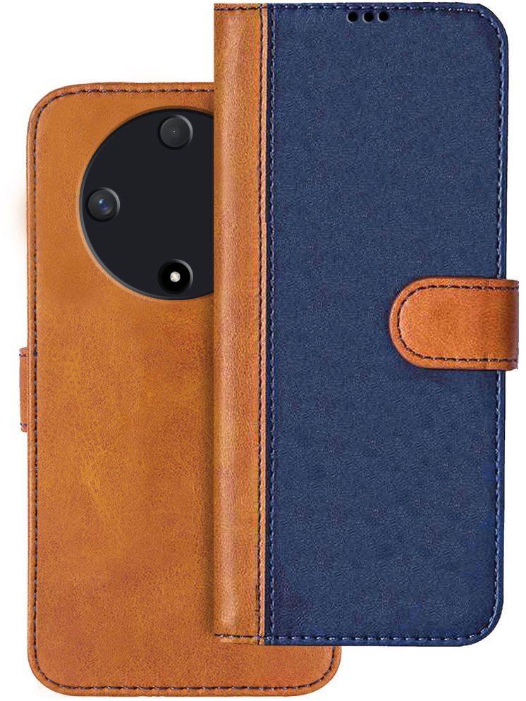     			Knotyy Brown Flip Cover Artificial Leather Compatible For Honor X9b 5G ( Pack of 1 )