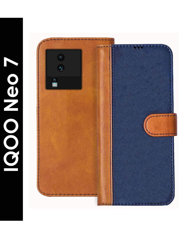     			Knotyy Brown Flip Cover Artificial Leather Compatible For vivo iQOO Neo 7 ( Pack of 1 )