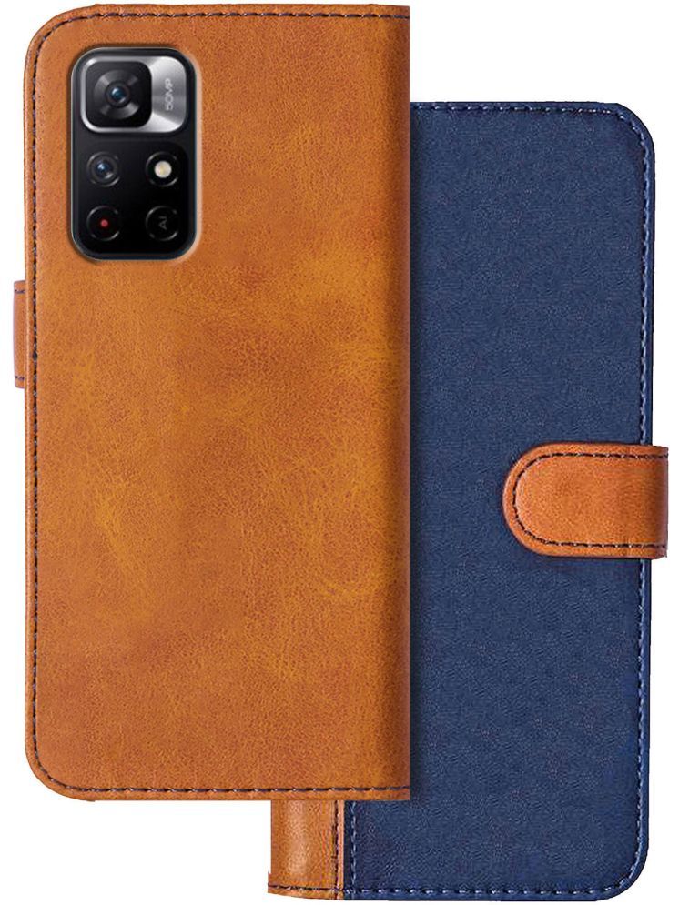     			Knotyy Brown Flip Cover Artificial Leather Compatible For Redmi Note 11T ( Pack of 1 )