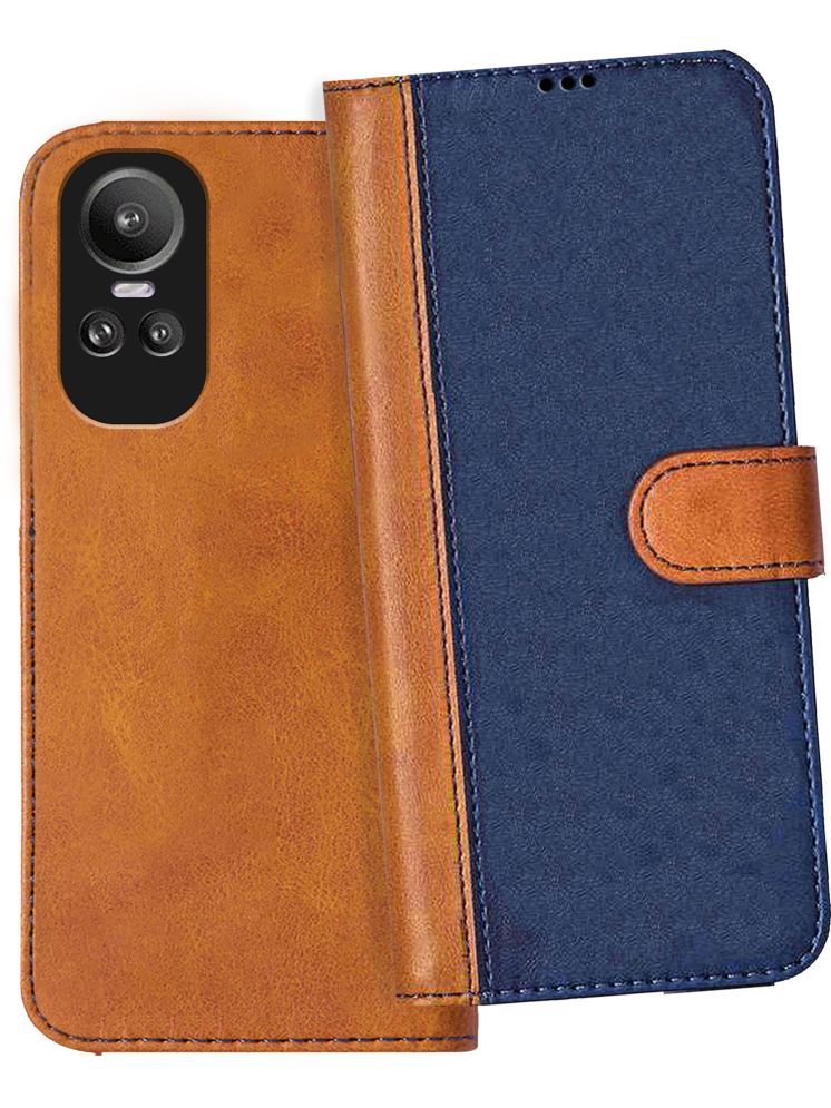     			Knotyy Brown Flip Cover Artificial Leather Compatible For OPPO Reno 10 5G ( Pack of 1 )