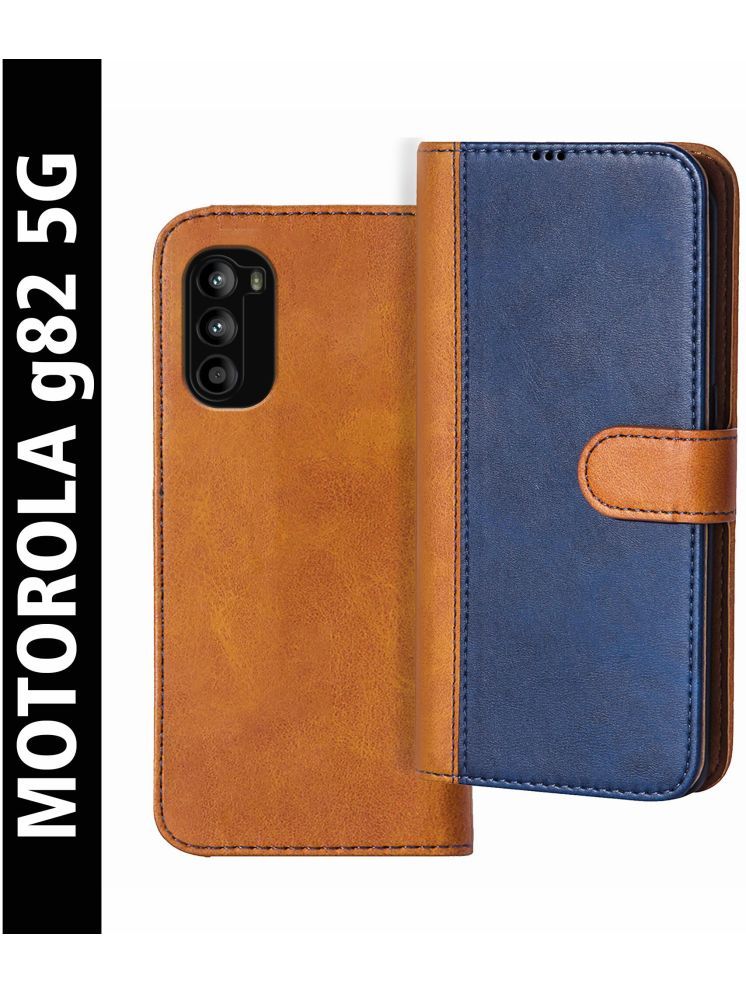     			Knotyy Brown Flip Cover Artificial Leather Compatible For Motorola Moto G82 5G ( Pack of 1 )