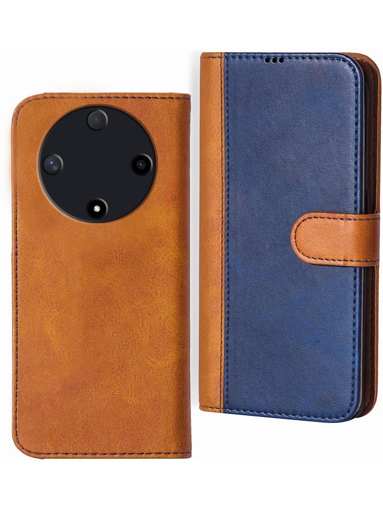     			Knotyy Brown Flip Cover Artificial Leather Compatible For Honor X9b 5G ( Pack of 1 )