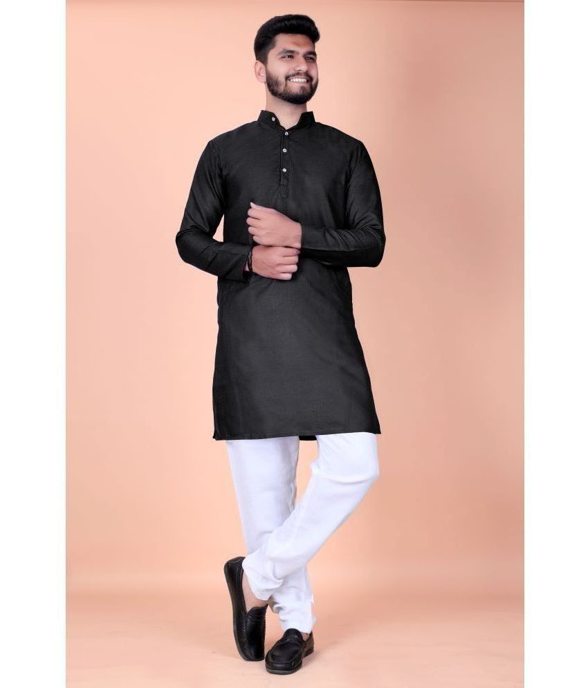     			Reyansh Black Cotton Blend Regular Fit Men's Kurta Pyjama Set ( Pack of 1 )