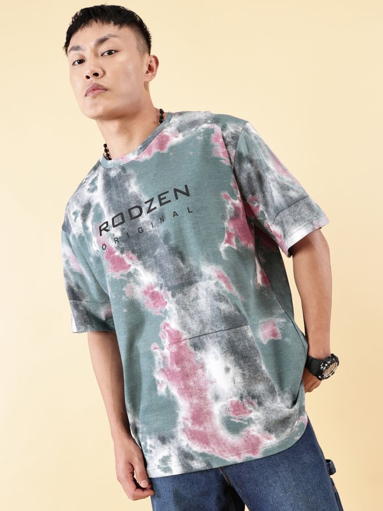     			RodZen Cotton Oversized Fit Printed Half Sleeves Men's Round T-Shirt - Grey ( Pack of 1 )