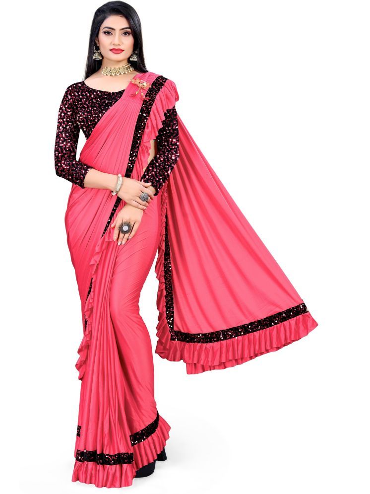     			Samai Silk Embellished Saree With Blouse Piece - Pink ( Pack of 1 )