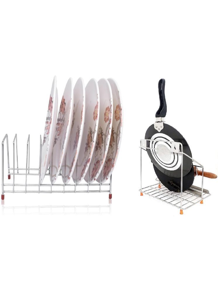     			Sushil Silver Stainless Steel Dish Racks ( Pack of 2 )