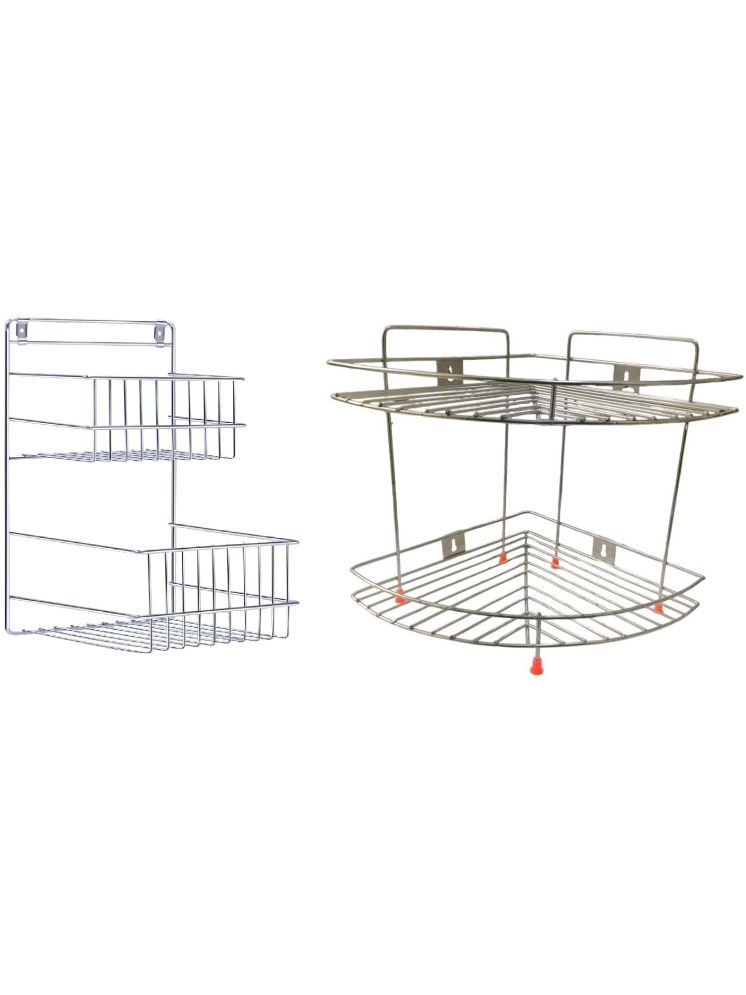     			Sushil Silver Stainless Steel Storage Racks ( Pack of 2 )