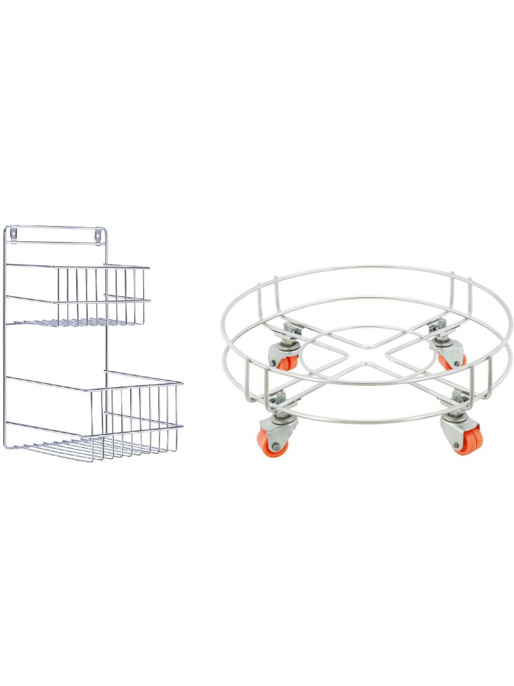     			Sushil Silver Stainless Steel Storage Racks ( Pack of 2 )