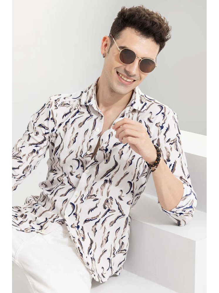     			U TURN Cotton Blend Slim Fit Printed Full Sleeves Men's Casual Shirt - White ( Pack of 1 )