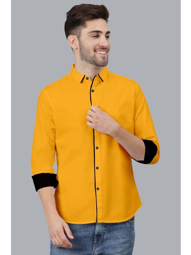     			VTEXX Cotton Blend Regular Fit Solids Full Sleeves Men's Casual Shirt - Yellow ( Pack of 1 )