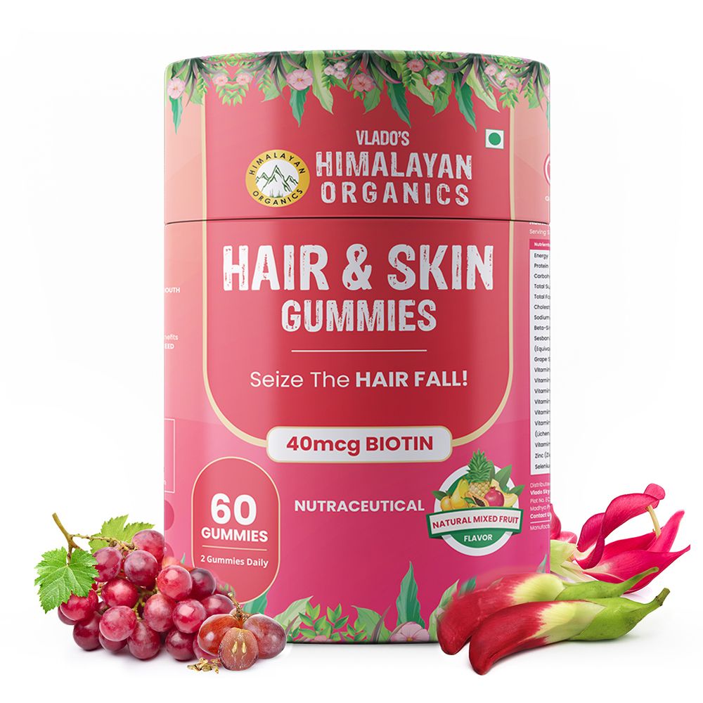     			Vlado's Himalayan Organics Hair-Skin Gummies 40 mcg Biotin For Hair Growth & Glowing Skin 60 Gummies