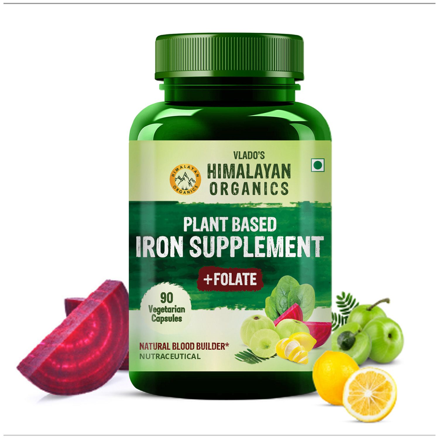     			Vlado's Himalayan Organics Plant Based Iron Supplement with Folate Blood Builder Whole Food 90 Caps