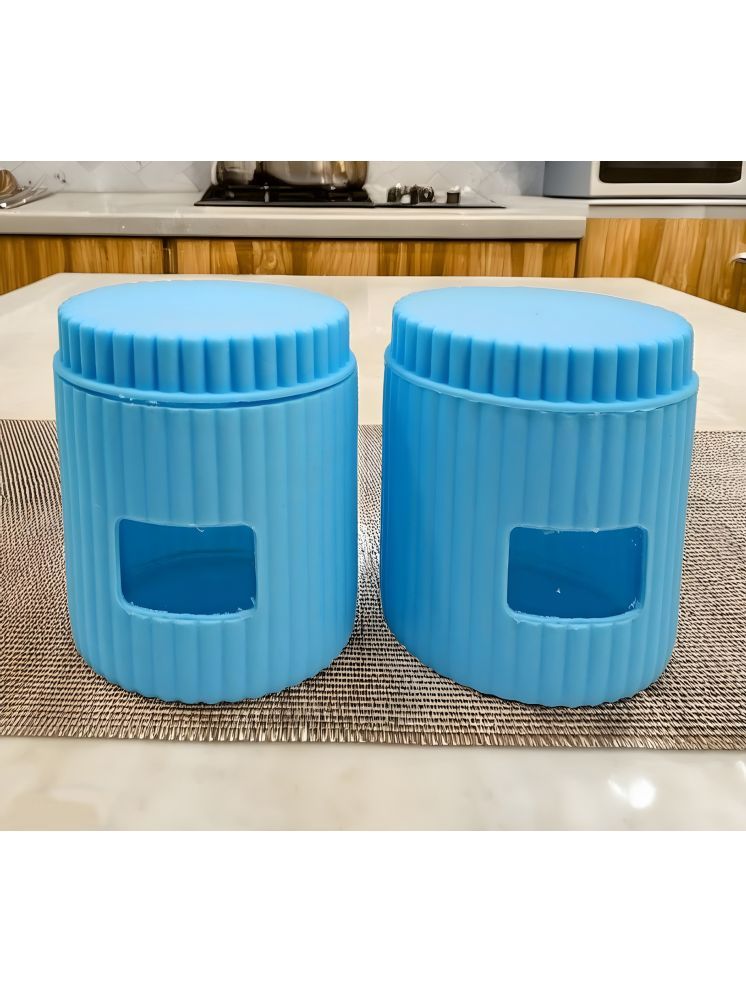     			kitchrox Glass Light Blue Multi-Purpose Container ( Set of 2 )