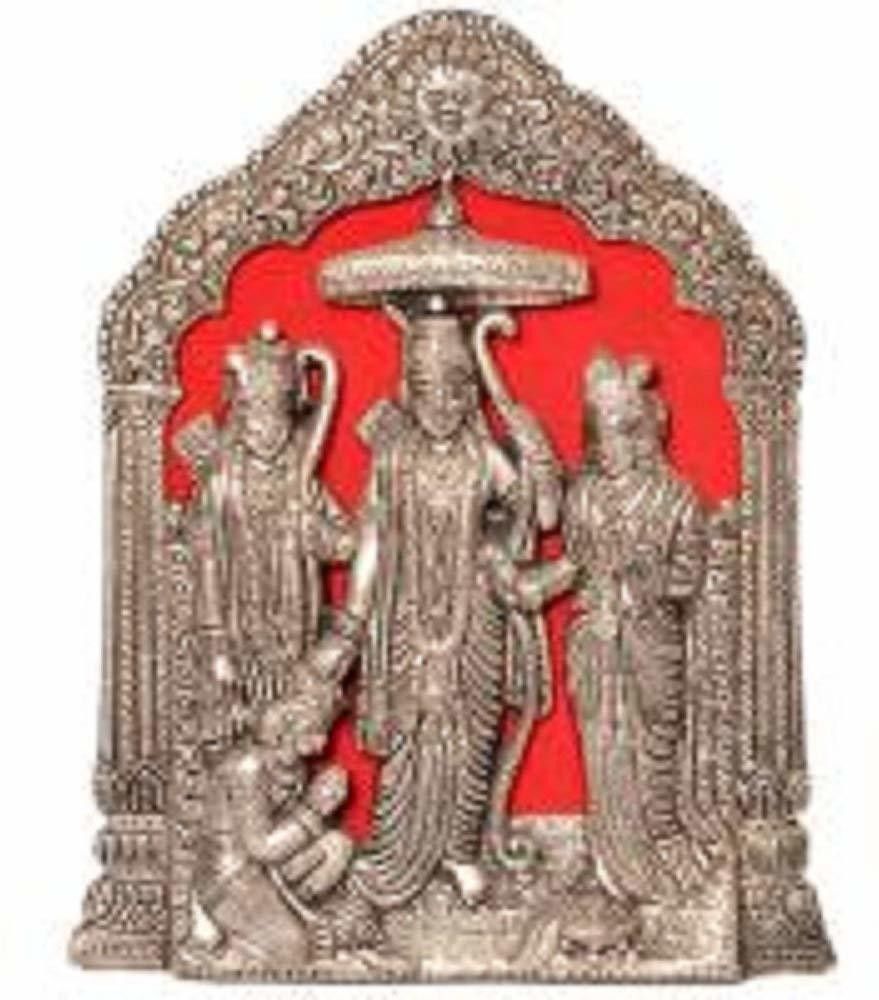     			Fashion Bizz Antique White Metal Lord Ram Darbar Idol For Home Decor - 21 cm