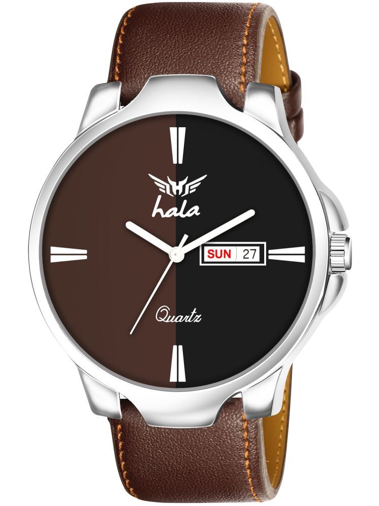     			Hala Brown Leather Analog Men's Watch