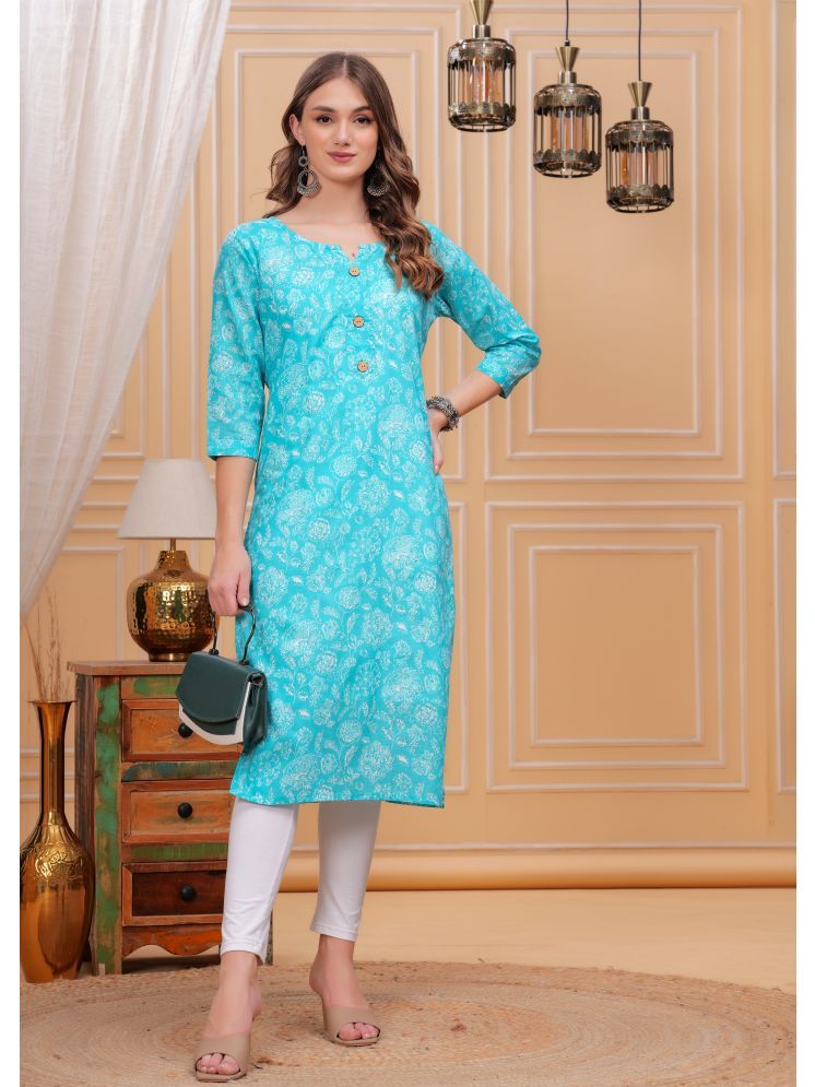     			Jyoti Pack of 1 Cotton Printed Straight Women's Kurti - ( Blue )