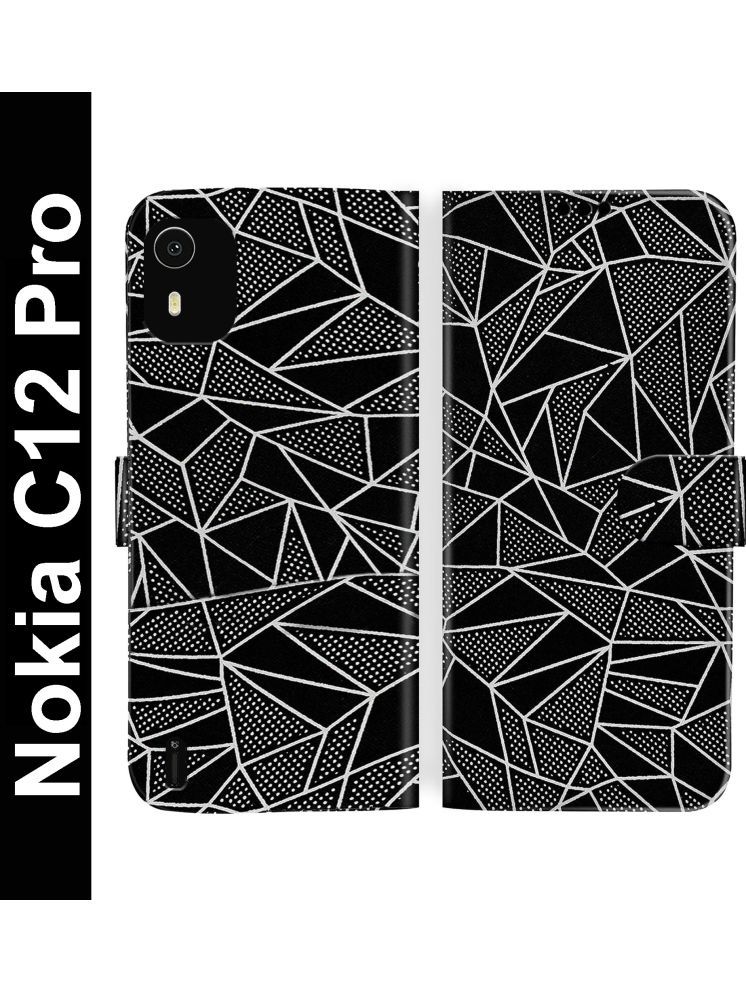     			Knotyy Black Flip Cover Artificial Leather Compatible For Nokia C12 Pro ( Pack of 1 )