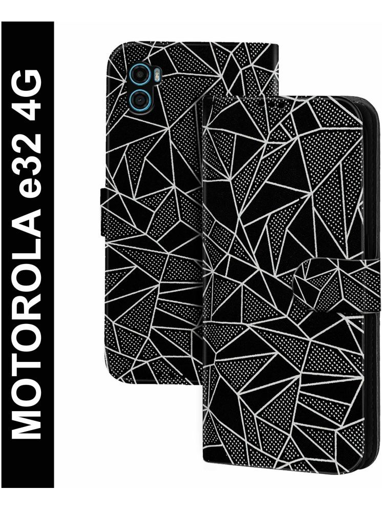     			Knotyy Black Flip Cover Artificial Leather Compatible For Motorola Moto E32 (India) ( Pack of 1 )