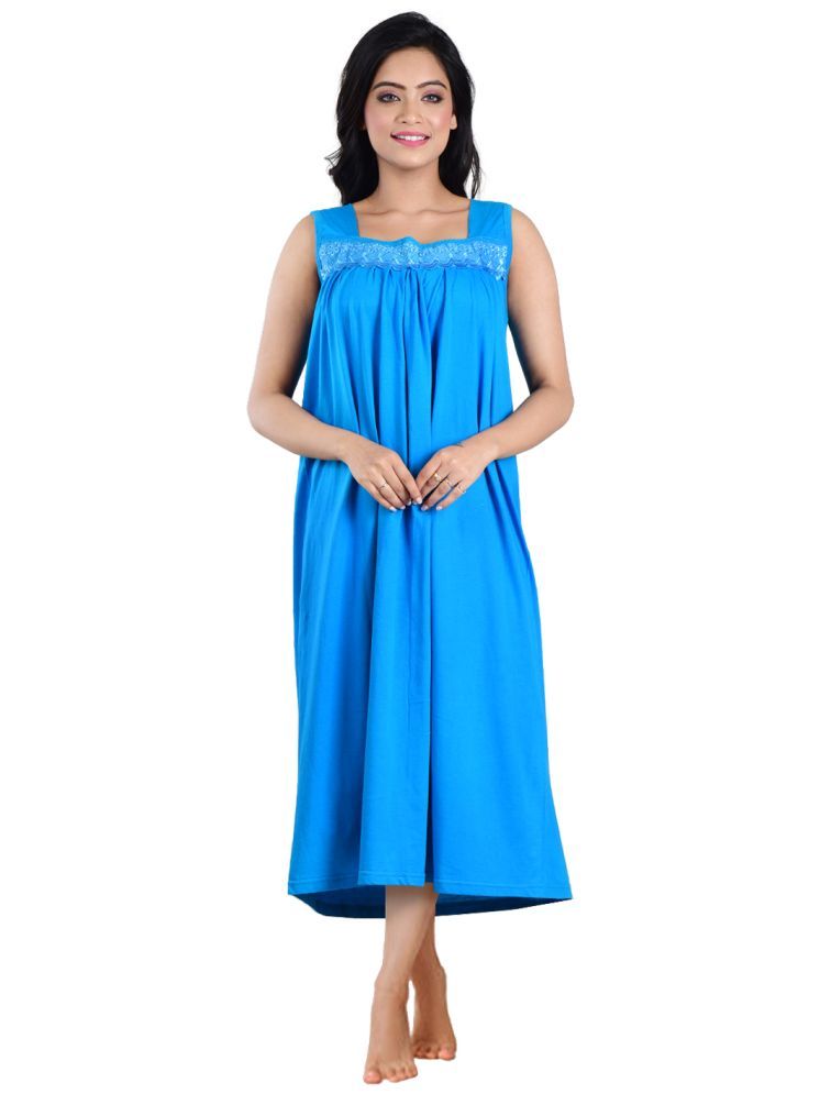     			PIYALI'S CREATION WOMEN'S Light Blue Hosiery Women's Nightwear Nighty & Night Gowns ( Pack of 1 )