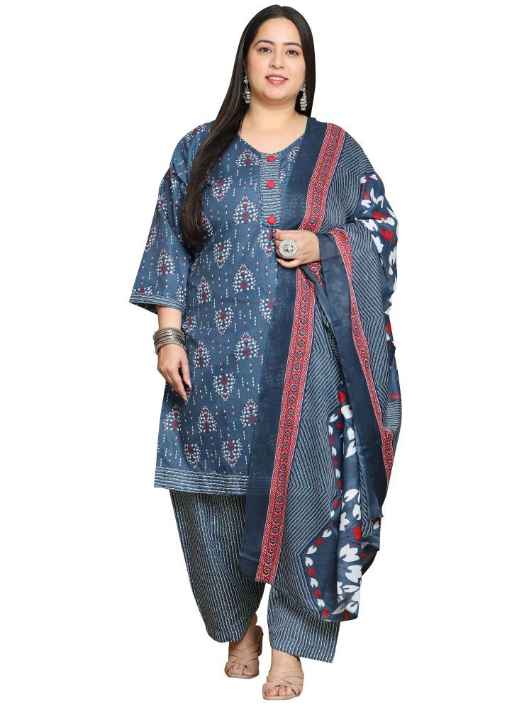     			wonder weave Cotton Blend Printed Kurti With Patiala Women's Stitched Salwar Suit - Multicolor ( Pack of 1 )