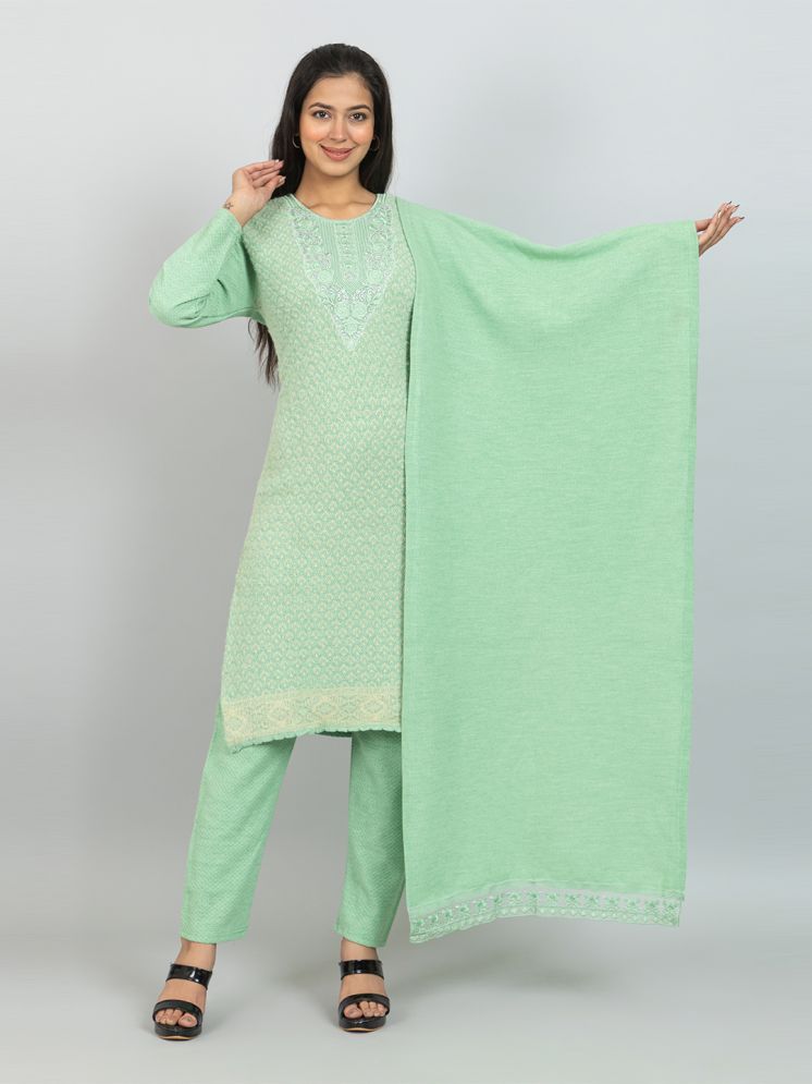     			woolkart Woollen Self Design Kurti With Pants Women's Stitched Salwar Suit - Green ( Pack of 1 )