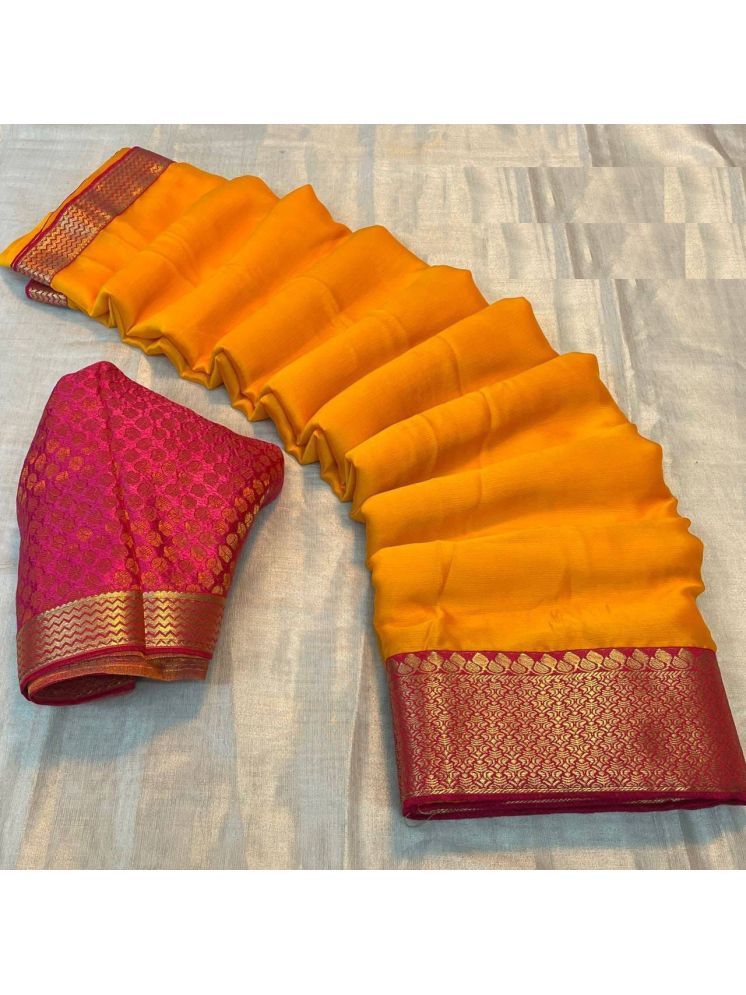     			A TO Z CART Pack of 1 Chiffon Embellished Saree With Blouse Piece ( Mustard )