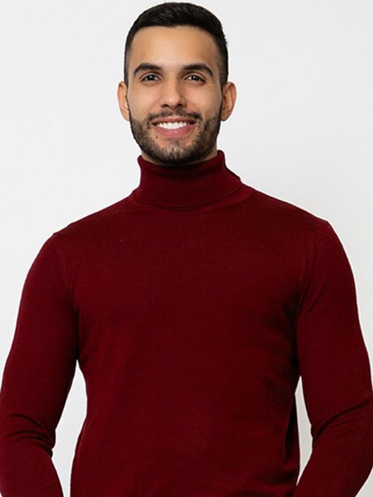     			AIN6 Woollen High Neck Men's Full Sleeves Pullover Sweater - Maroon ( Pack of 1 )