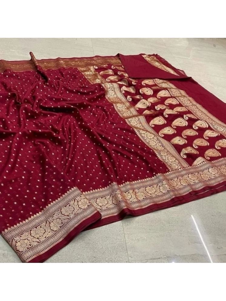     			Apnisha Pack of 1 Banarasi Silk Embellished Saree With Blouse Piece ( Maroon )