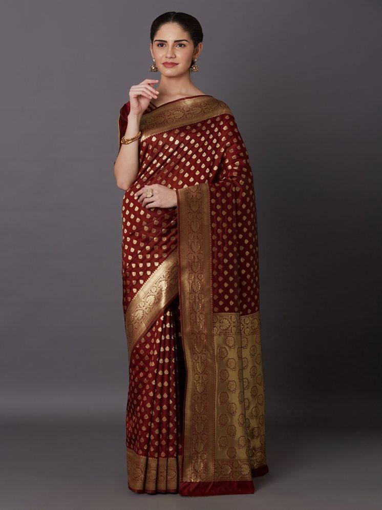     			BLEESBURY Pack of 1 Banarasi Silk Self Design Saree With Blouse Piece ( Maroon )