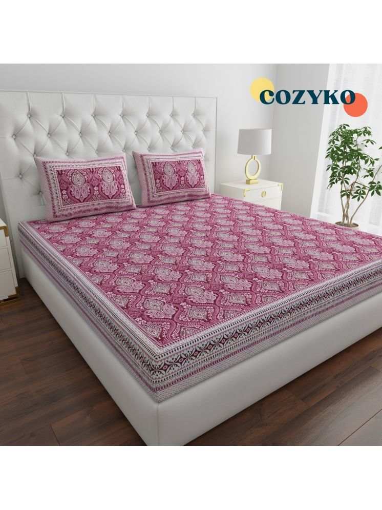     			COZYKO Cotton 1 Double King Bedsheet with 2 Pillow Covers ( Pink )