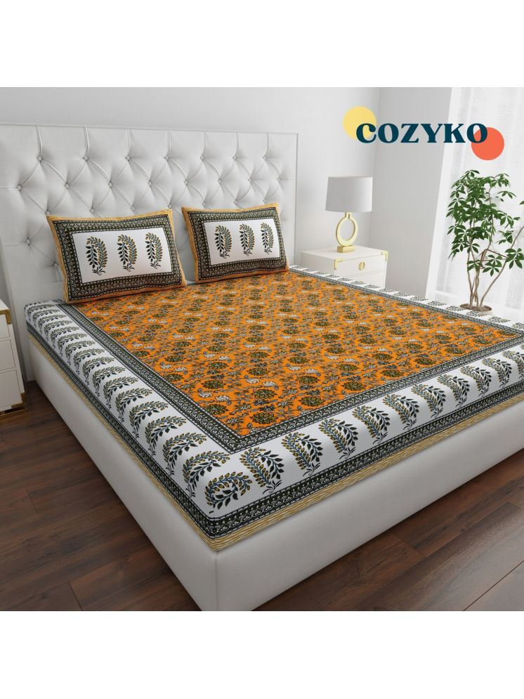     			COZYKO Cotton 1 Double King Bedsheet with 2 Pillow Covers ( Yellow )