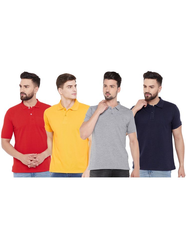     			Funky Guys Pack of 4 Cotton Blend Slim Fit Solid Half Sleeves Men's Polo T Shirt ( Multicolor )