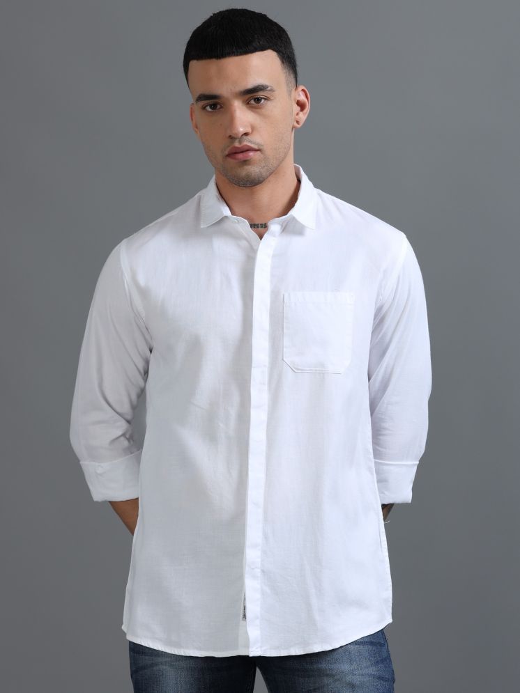     			HETIERS 100% Cotton Regular Fit Self Design Full Sleeves Men's Casual Shirt - White ( Pack of 1 )