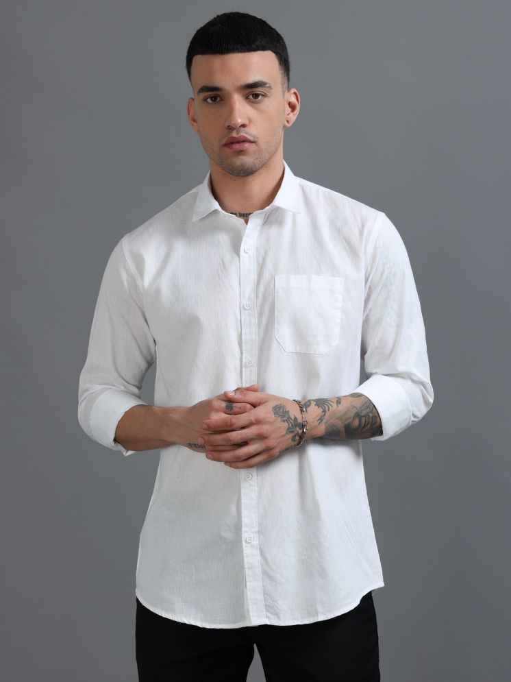     			HETIERS 100% Cotton Regular Fit Self Design Full Sleeves Men's Casual Shirt - White ( Pack of 1 )